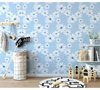 Fiori Semplici Freschi E Belli In Blu 3D Carta da Parati Tessuto in Seta Ufficio Sala Pranzo Divano Camera Soggiorno TV Sfondo Muro-250cm×170cm
