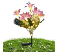 Fiori ,Sette Teste Giglio Artificiale Illuminazione Arredamento con Picchetto | paesaggio impermeabili,per Matrimonio Balcone Terrazza Cortile Patio Giardino