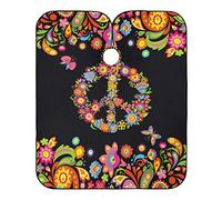 Fiori Simbolo Di Pace Hippie Grembiule Da Parrucchiere Regolabile Barber Cape Impermeabile Mantella Parrucchiere Per Bambini Uomini Parrucchieri 140X168Cm