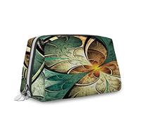 Fiori sognanti, organizzatore di trucco in pelle, fiori di arte del computer da sogno, borsetta, borsa da toeletta, sacchetto di trucco impermeabile, verde, M, Verde 1, Taglia unica, Beauty Case