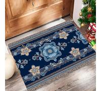 Fiori Squisiti Zerbino Trappola Sporco, Tappetino Antiscivolo Lavabile In Lavatrice, Modello Elegante, Zerbino D'Ingresso Soft Comfortable Per Ingresso, Port, 50 X 80 Cm Blu Navy