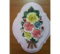 FIORI STILE CAPODIMONTE PORCELLANA DIPINTA A MANO SU TAVOLA ASSORTITI 25X32 CM