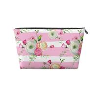 Fiori Strisce Rosa, Borsa da toilette Borsa per trucco Borsa per cosmetici Borsa da toilette da viaggio portatile