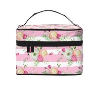 Fiori Strisce Rosa, Borsa per il trucco Borsa per cosmetici Borsa da viaggio portatile da viaggio Astuccio per matite
