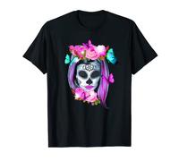 Fiori Sugar Skull Giorno dei Morti Dia De Muertos Maglietta