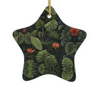Fiori tra foglie verdi albero di Natale in ceramica da appendere decorazioni natalizie ideali progetti artigianali per decorare e appendere