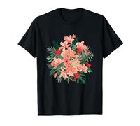 Fiori Tropicali di Ibisco di Giglio Rosa Esotico Maglietta