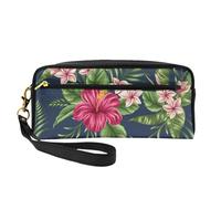 Fiori tropicali Frangipani Ibisco, Borsa per il trucco Borsa per cosmetici Borsa da viaggio portatile da toilette Astuccio in pelle per donne e ragazze