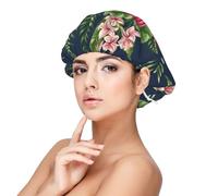 Fiori tropicali Frangipani Ibisco,Cuffia da notte in raso per adulti - Cuffia da notte elastica per donna, copricapelli per la notte