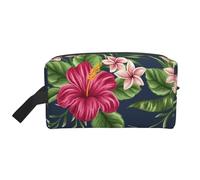 Fiori tropicali Frangipani Ibisco Organizzatore per cosmetici di grande capacità, Borsa da viaggio per il trucco da donna