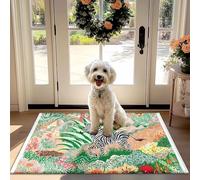 Fiori tropicali Zebra Pattern Non-Slip Assorbente Mat Porta per Porta d'ingresso, Disimpegno e Cucina - Naturale Decorazioni per la Casa