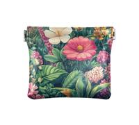 Fiori variopinti di modo piccola borsa della moneta del cuoio unico del cambiamento della borsa con la chiusura per le donne de Mujer para monedas