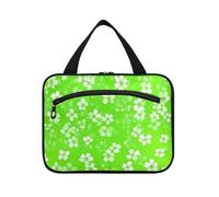 Fiori verdi appeso donna toilette borsa da viaggio con gancio, designer chic borsa medicina per accessori per le donne che viaggiano porta cosmeticos mujer para cartera M, Fiori verdi., Medium