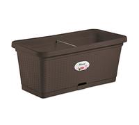 Stefanplast Fioriera Natural – Vaso rettangolare in plastica stile rattan 80×40×34 cm Moka