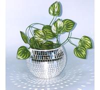 Fioriera a forma di palla da discoteca, vaso da fiori in vetro a forma di palla da discoteca, vaso da discoteca, decorazione per piante grasse, cactus succulenti, 7,6 x 10,2 x 10,2 cm
