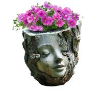 Fioriera a forma di testa, vaso da fiori in resina con design per decorazioni domestiche, tavolino da caffè, uso interno ed esterno, idea regalo di compleanno per donne, 13 x 14 x 13 cm