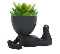 Fioriera a testa di vaso di fiori da interno in ceramica per piante da interno con drenaggio - Vaso decorativo moderno a forma umana incantevole per fiori da interno, piante, bonsai