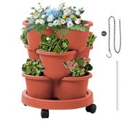 Fioriera A Torre,Vasi Da Fiori Impilabili Per Esterno E Balcone - Fioriere Verticali da Fragole con Ruote,Utilizzabile in Balcone, Patio, Cortile, Giardino, Prato, Serra e Ambienti Esterni ed Interni