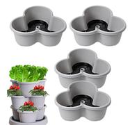 Fioriera alla fragola, torri da giardino a 4 livelli per verdure, pentola di fiori verticali a tre petali, vasi di giardinaggio interno e esterno impilabili, sistem a di giardinaggio con vassoio