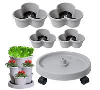 Fioriera alla fragola, torri da giardino a 4 livelli per verdure, pentola di fiori verticali a tre petali, vasi di giardinaggio interno e esterno impilabili, sistem a di giardinaggio con vassoio