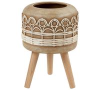 Fioriera alta Boho con supporto in legno di magnesio marrone chiaro Cyrtomium