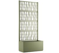 Fioriera alta cm 175 con vaso largo cm 80 Spalliera Grigliata separe' verde oliv