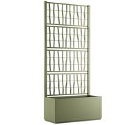 Fioriera alta cm 175 con vaso largo cm 80 Spalliera Grigliata separe' verde oliva graticola rampicante modulabile e componibile per Esterni Giardini Terrazze separatore ambienti locali commerciali