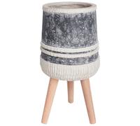 Fioriera alta in legno a strisce grigio e beige Arisaema