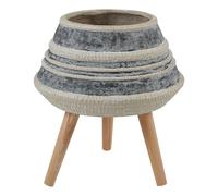 Fioriera alta in legno di magnesio rigato beige e grigio Athaea