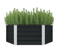 Fioriera Antracite 129x129x45 cm in Acciaio Zincato, Modern Raised Garden Bed for Flowers Plants Herbs, Durable Steel Planter Box with Open Bottom Design, Large Outdoor Rectangular for Balcony Patio