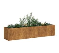 Fioriera Arrugginita in Acciaio Corten 200x40x40 cm - Rustproof Outdoor Flower Box for Garden Balcony Patio Large Raised Planter with Open Bottom Design - Decorative Modern Steel Planter Box