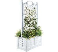 Fioriera Bama Con Spalliera Separè Bama In Resina, Colore Bianco, 80x42,5x150c..
