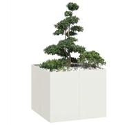 Fioriera bianca 100 x 100 x 80 cm, in acciaio laminato a freddo, robusta aiuola rialzata per giardino, balcone, terrazza, ideale per piante, ortaggi, erbe aromatiche