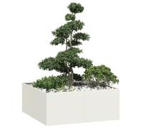 Fioriera Bianca 100x100x40 cm in Acciaio - Elegant White Steel Raised Garden Planter Box for Outdoor Balcony Patio - Cold Rolled Steel Durable Modern Design with Open Bottom for Optimal Drainage