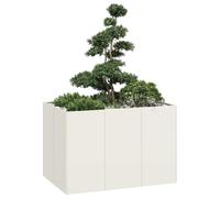 Fioriera Bianca 120x80x80 cm in Acciaio - Elegant Raised Garden Planter for Outdoor Spaces, Cold Rolled Steel, Large Planting Box for Flowers Herbs Vegetables, Open Bottom Design for Better Drainage