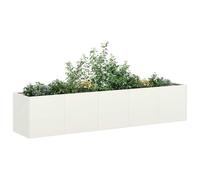 Fioriera Bianca 200x40x40 cm in Acciaio Laminato a Freddo, Moderna per Giardino e Balcone, Ampia Fioriera Rialzata con Design Aperto, Ideale per Piante Fiori Ortaggi, Durevole e Stabile