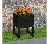 Fioriera Bianca 40x40x52,5 cm in Legno Massello di Pino - Rustic Raised Garden Planter Box for Balcony, Patio, Outdoor Decor Sturdy Pine Wood Construction with Assembly Guide - Black Color