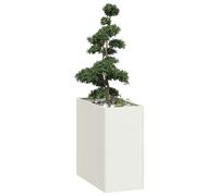 vidaXL Fioriera Bianca 40x80x80 cm in Acciaio, Vaso per Piante, Supporto per Piante, Letto rialzato, Supporto per fioriera, Vassoio per Piante