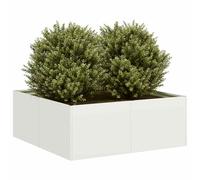 Fioriera Bianca 80x80x30 cm in Acciaio, Elegant Raised Garden Planter Box for Outdoor, Balcony, Patio, Cold Rolled Steel, Large Planting Space, Open Bottom Design, Modern Decorative Flower Pot