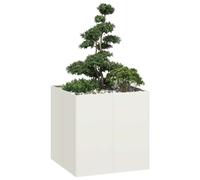vidaXL Fioriera Bianca 80x80x80 cm in Acciaio, Vaso per Piante, Supporto per Piante, Letto rialzato, Supporto per fioriera, Vassoio per Piante