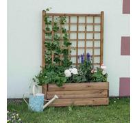 Fioriera con grigliato rettangolare in legno massello 80x32xh120 cm, impregnata