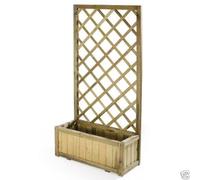 Giardini del Re Fioriera legno rettangolare con spalliera e grigliato per esterno in Pino Impregnato cm 40X80X180H