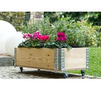Fioriera in legno con ruote Primula 40 cm x 80 cm x h 28 cm