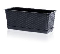 Fioriera da Balcone 39x17x15 cm con Sottovaso | Vaso per Piante in Aspetto di Rattan, Durevole e Resistente agli Agenti Atmosferici | Vasi per Piante da Finestra, Terrazzo e Interno | Vaso da Giardino