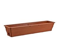 Fioriera da Balcone BURI con Riserva d'Acqua 100/80/55 cm - Vaso per Fiori, Fioriera Resistente agli Agenti Atmosferici con Inserto in Plastica Resistente ai Raggi UV, Terracotta, Marrone Scuro