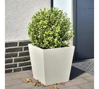 Fioriera da Giardino Bianca 40x40x40 cm in Acciaio, Vaso per Piante Rustico e Resistente, Fioriera Moderna Balcone, Terrazzo o Cortile, Ideale per Fiori, Erbe e Ortaggi, Design Fori di Drenaggio