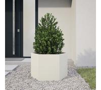 vidaXL Fioriera Esagonale da Giardino in Acciaio Bianca 69x60x45 cm - Esterno