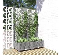 Fioriera da Giardino con Graticcio Grigio Chiaro 80x40x121, 5cm PP per Piante Rampicanti, Resistente alle Intemperie, Ideale Giardino Terrazza e Patio, Vaso con Supporto Pomodori Rose Piselli