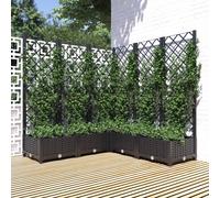 vidaXL Fioriera da Giardino con Graticcio Nero 120x120x121,5 cm in PP