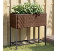 Fioriera da Giardino con Ripiano Marrone in Polyrattan